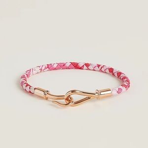 Hermes LIMITED EDITION Jumbo bracelet pink lake silk RGHW rose gold